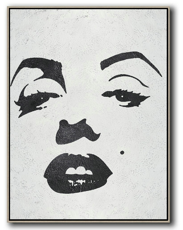 Hand Painted Original Art,Black And White Minimal Painting On Canvas - Hand Painted Original Art